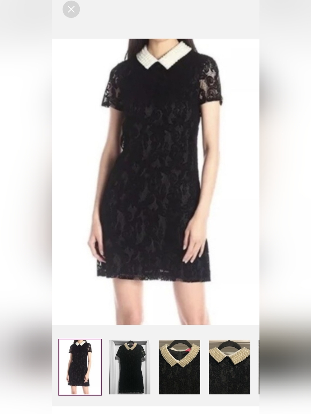 Betsy Johndon Pearl Collar Flock Lace Dress Sz 8